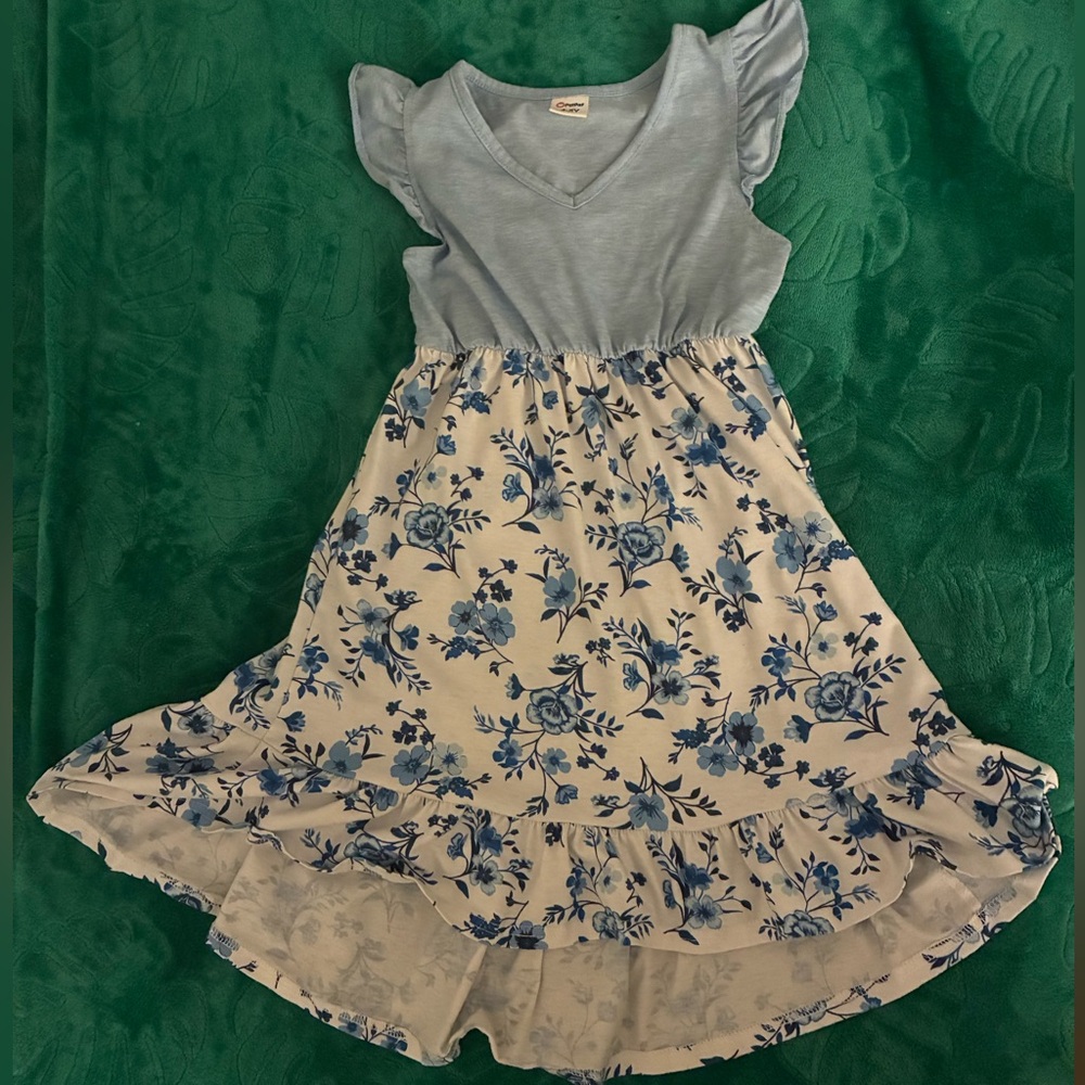 Whimsical uneven hem blue flower dress by patpat 4-5T